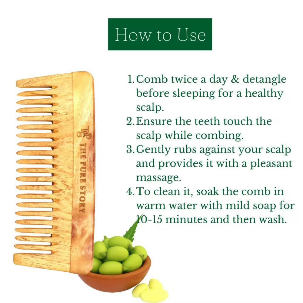 The Pure Story Oil Infused Neem Wood Wide Tooth Comb  Grab2Buy The Pure Story Grab2Buy