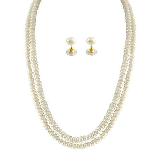 J Pearls 2 String White Pearl Set - Real Pearl Jewelry - Grab2buy