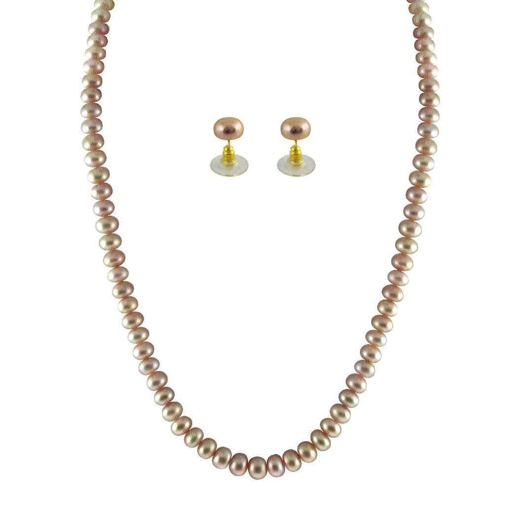 J Pearls Single Line Pink Pearl Set - Real Pearl Jewelry - Grab2buy