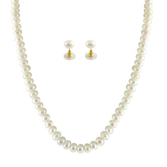 J Pearls Button White Pearl Set - Real Pearl Jewelry - Grab2buy