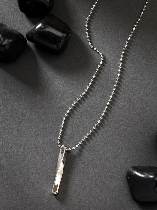 NVR Men's Silver-Plated Stainless Steel Pendant with Chain