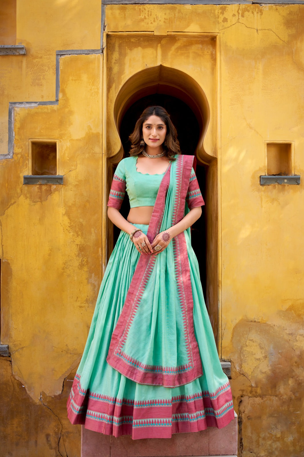 Evanik Pure Chanderi With Thread Work Lehenga Choli