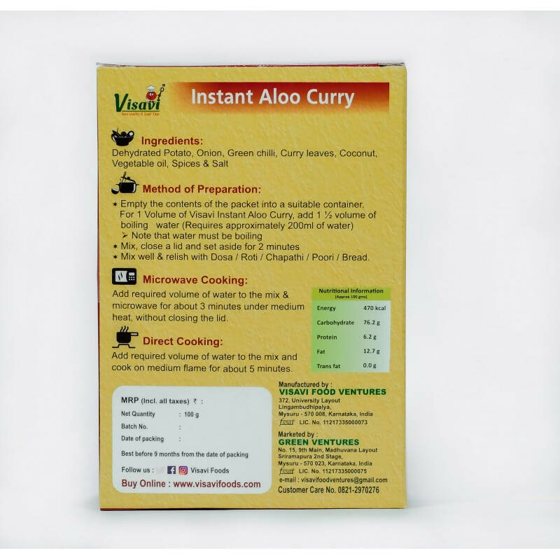 Visavi Instant Aloo Curry (Palya) 
