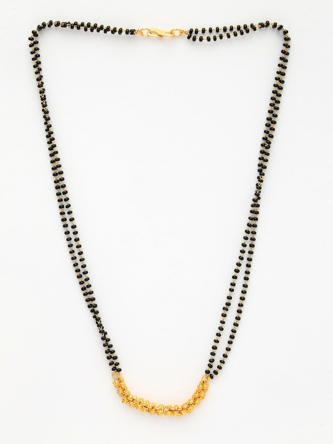 NVR Women's Set of 5 Gold-Polished CZ Stone-Studded & Beaded Mangalsutra 