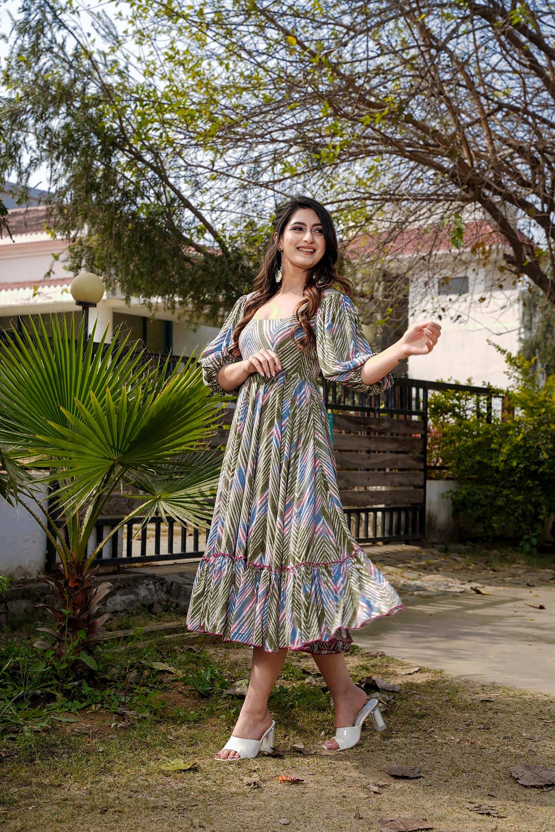 Sonakshi Women's Multycolor Rayon Digital Print Full Round Flair Anarkali Gown Set