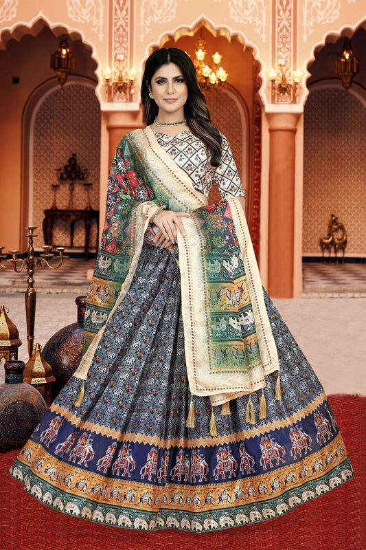 Sonakshi Women's Multicolor Dola Silk Digital Printed Lehenga Choli With Dupatta