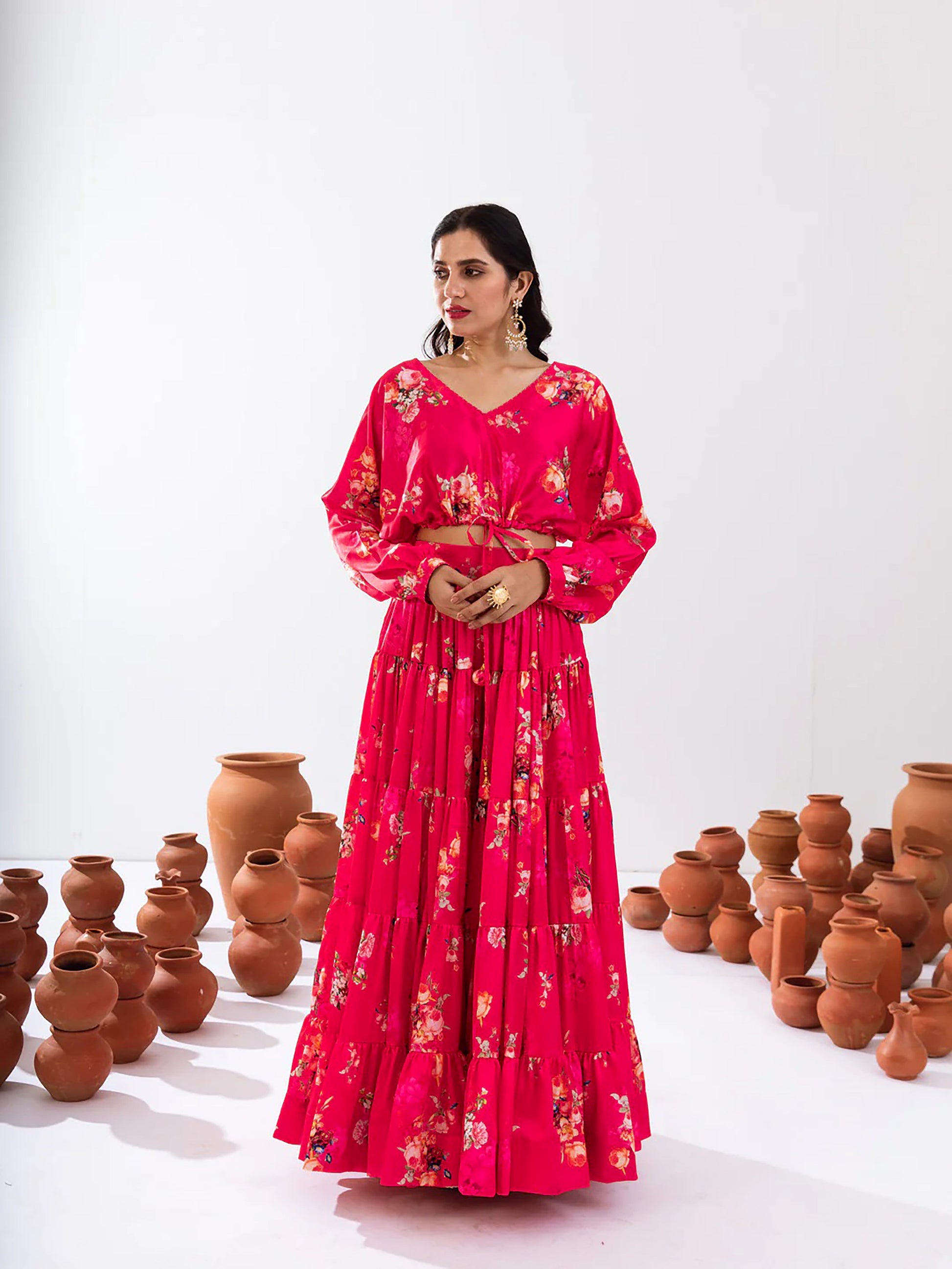 Sonakshi Women's Rani Air Tex Chinon Digital Printed Lehenga Choli