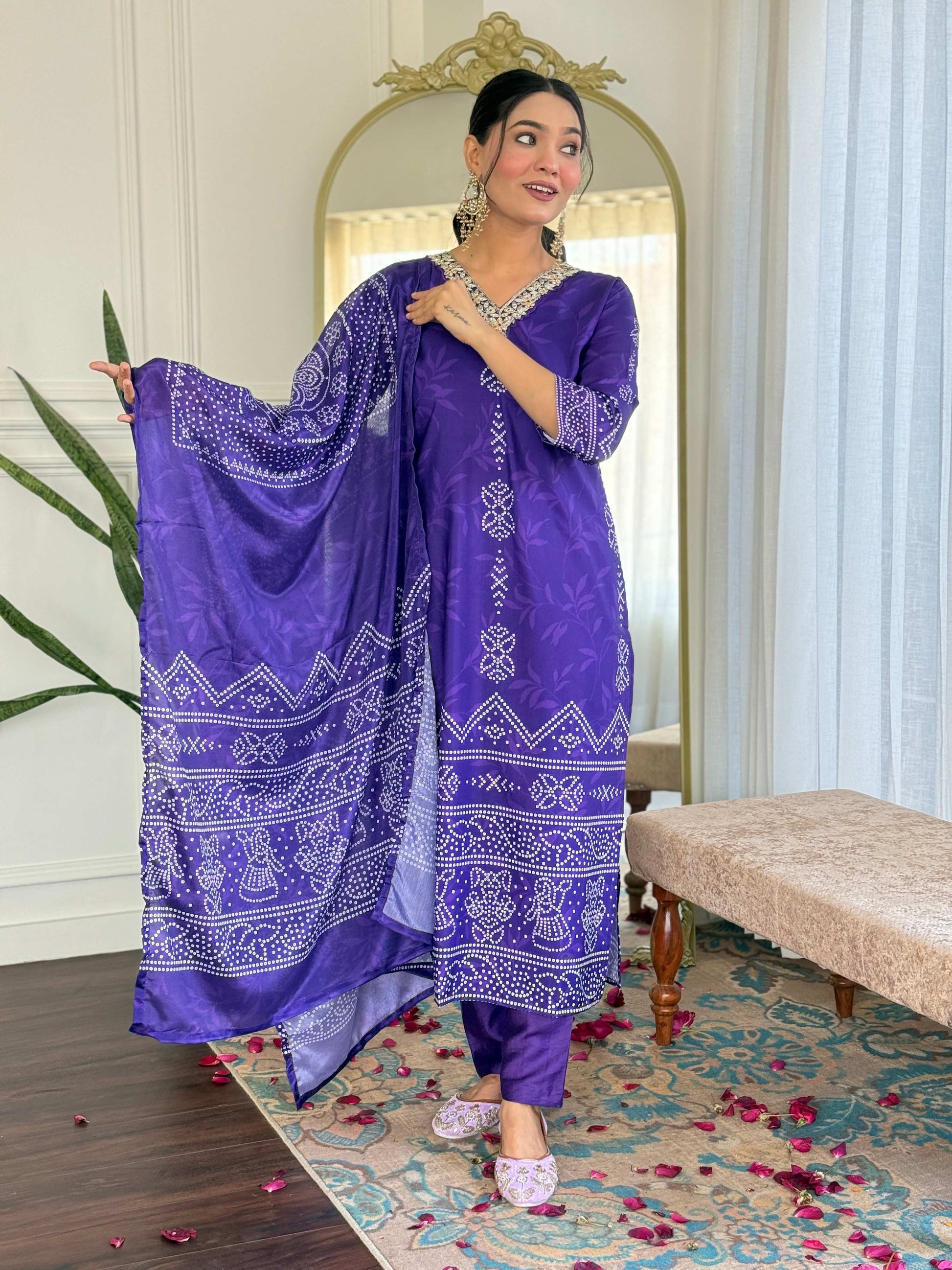 Sonakshi Women's Blue French Crepe Kurta Set with Dupatta