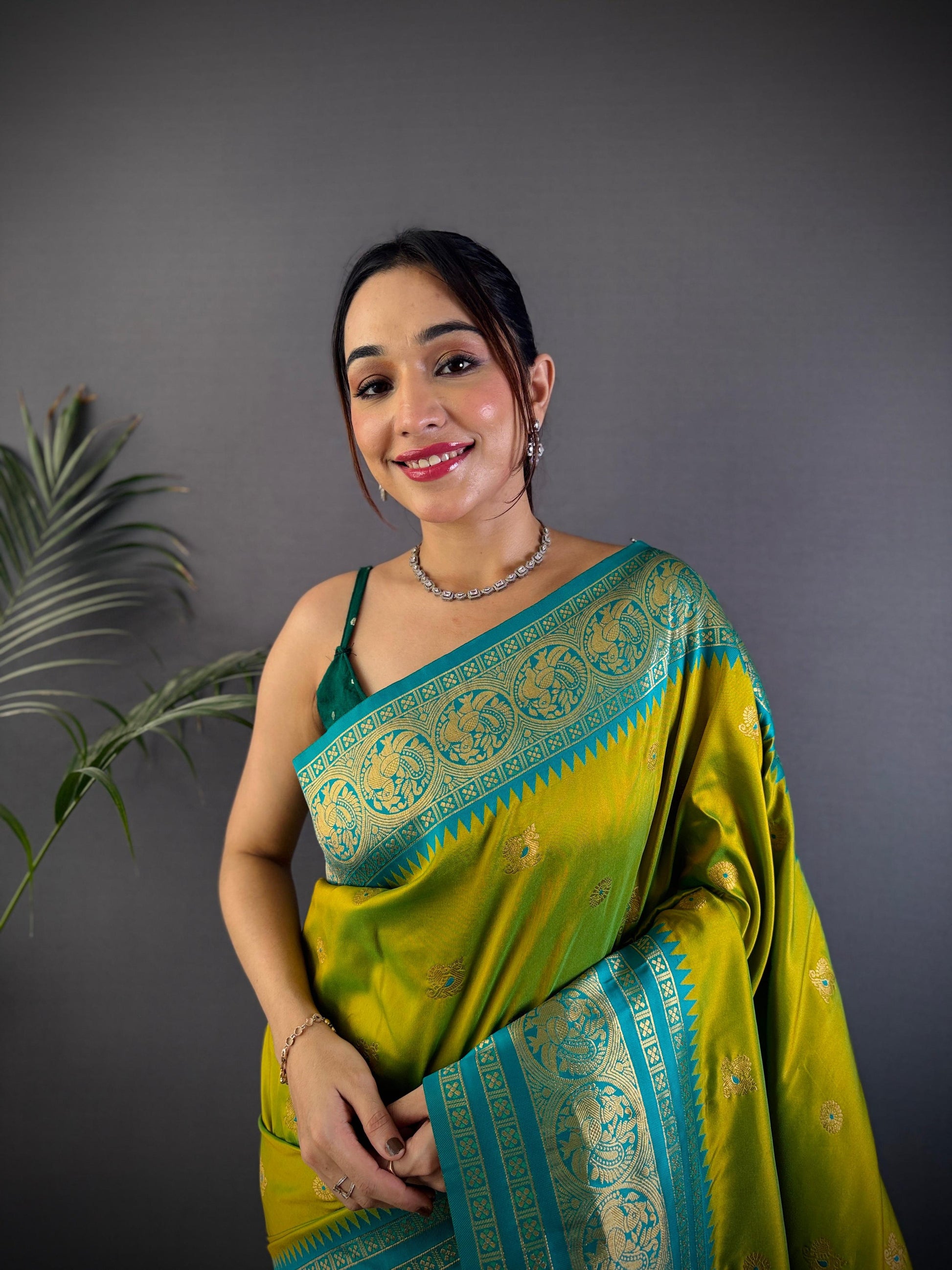 Sonakshi Women's Parrot Soft Silk Zari Woven Traditional Saree with Blouse