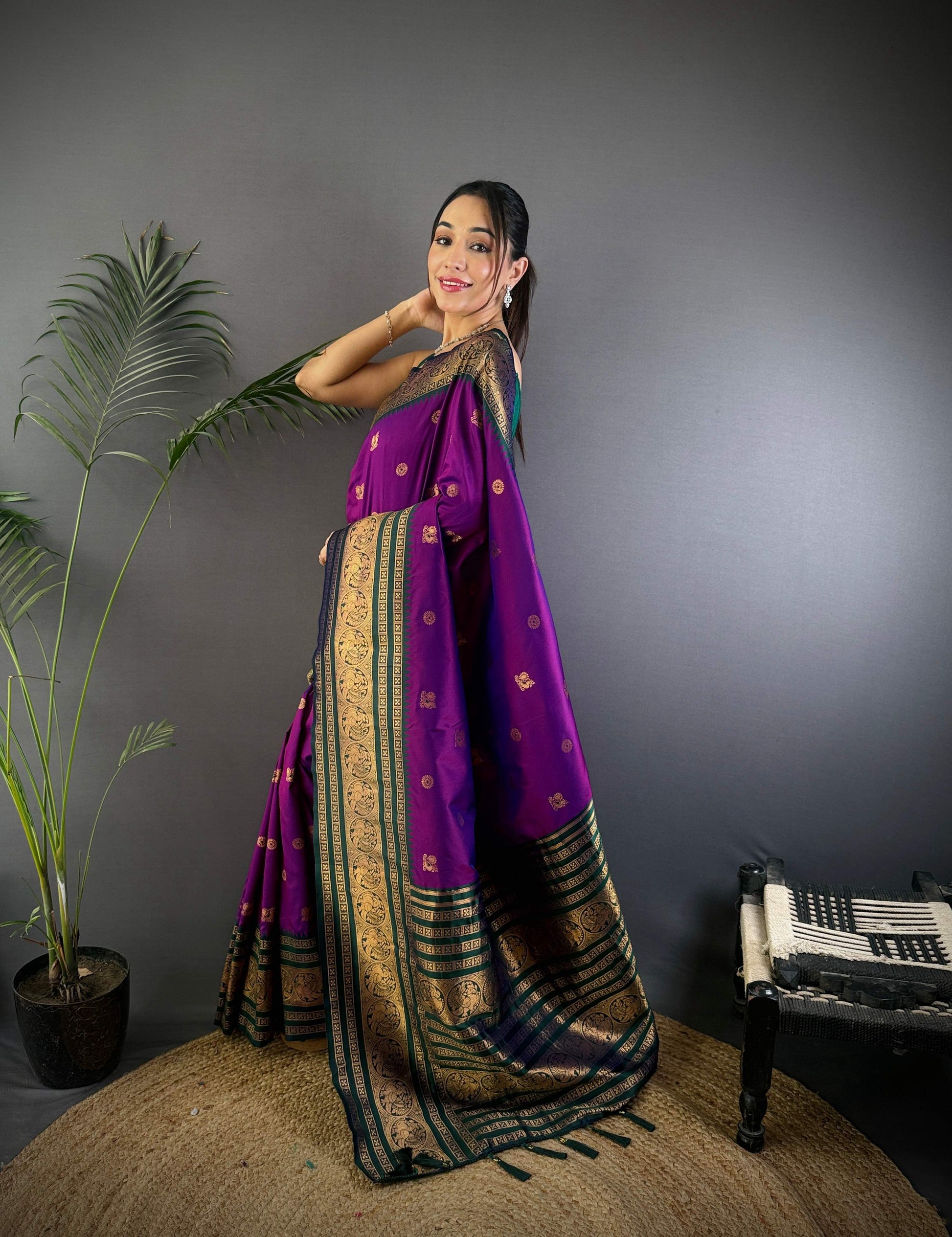 Sonakshi Women's Jamli Soft Silk Zari Woven Traditional Saree with Blouse