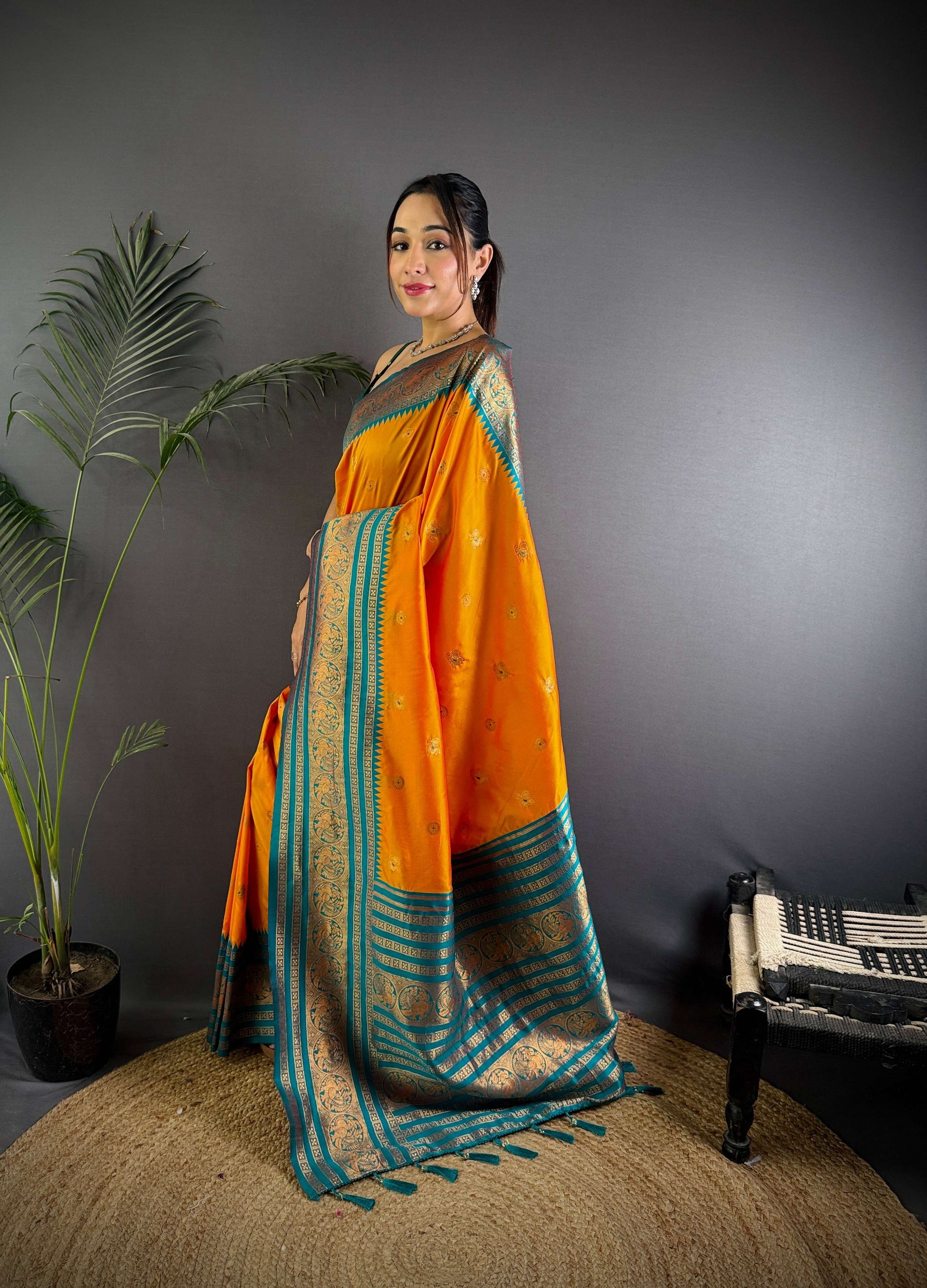 Sonakshi Women's Yellow Soft Silk Zari Woven Traditional Saree with Blouse