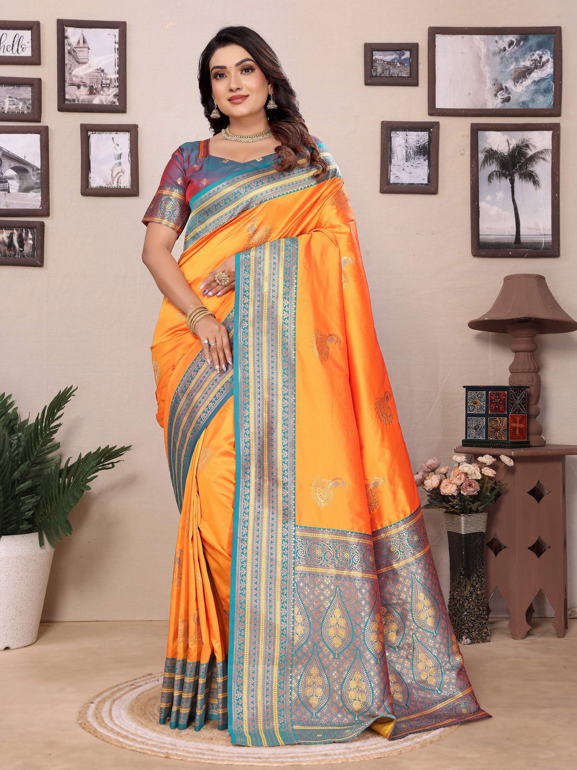 Sonakshi Women's Fenta Banarasi Silk Zari Woven Traditional Saree with Blouse | Swadesiicart