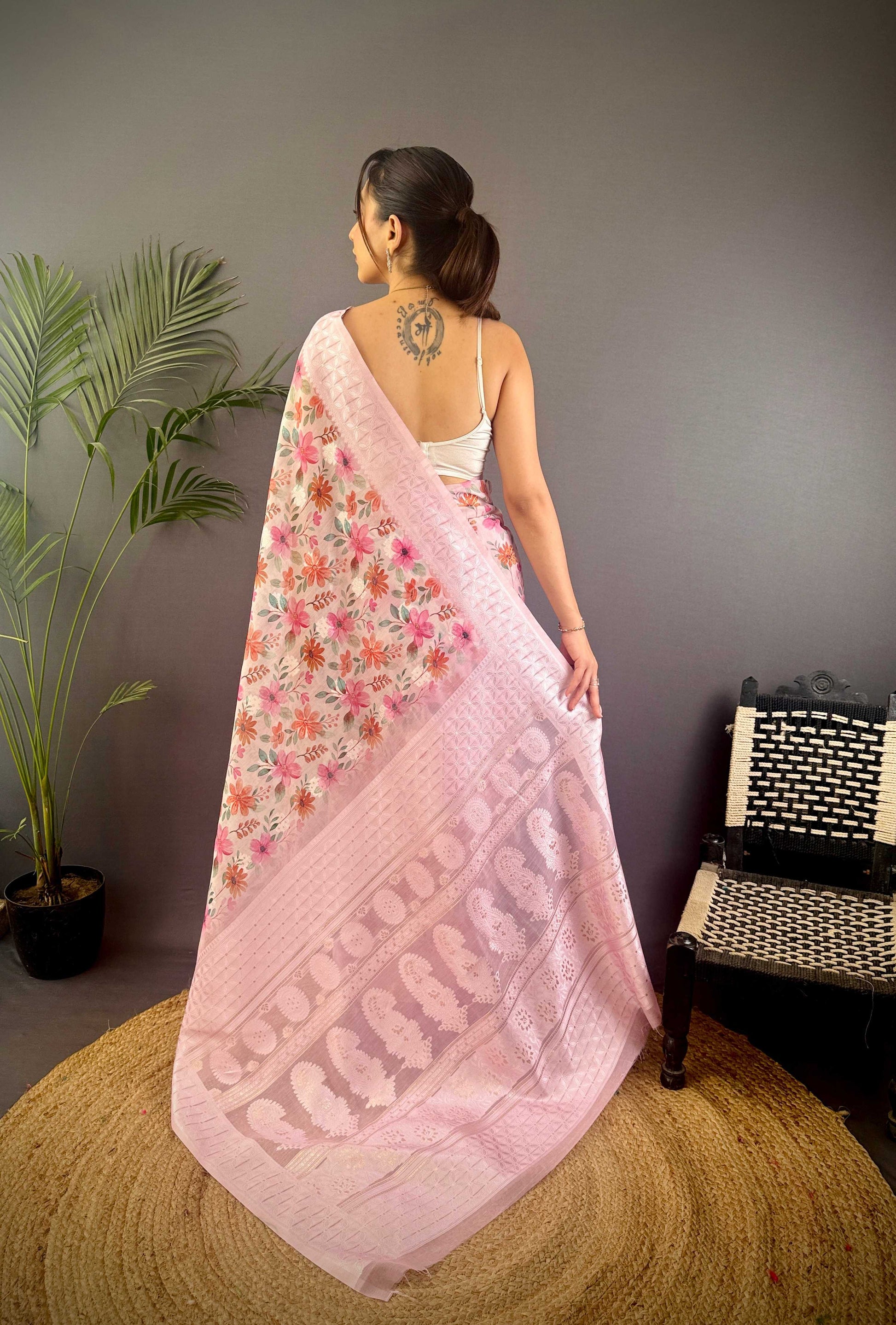 Sonakshi Women's Move Blend Silk Jacquard Woven Traditional Saree with Blouse