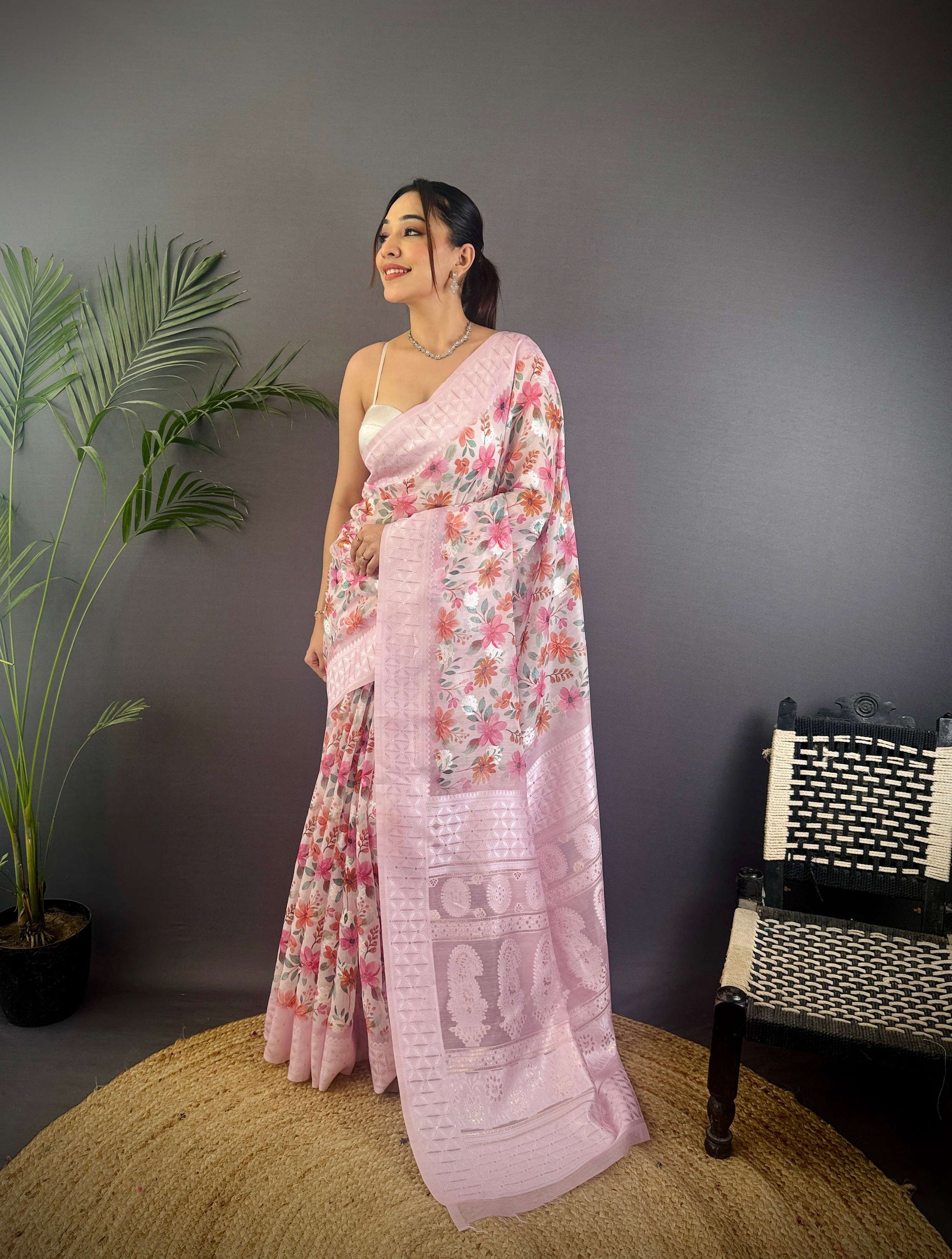 Sonakshi Women's Move Blend Silk Jacquard Woven Traditional Saree with Blouse