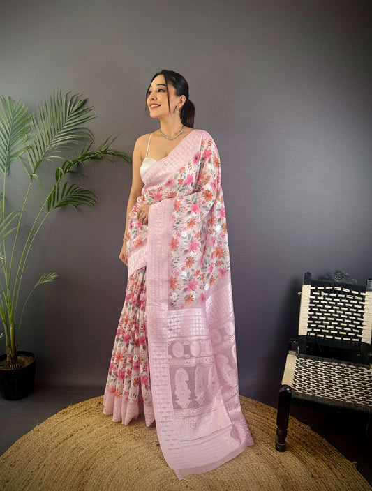 Sonakshi Women's Move Blend Silk Jacquard Woven Traditional Saree with Blouse