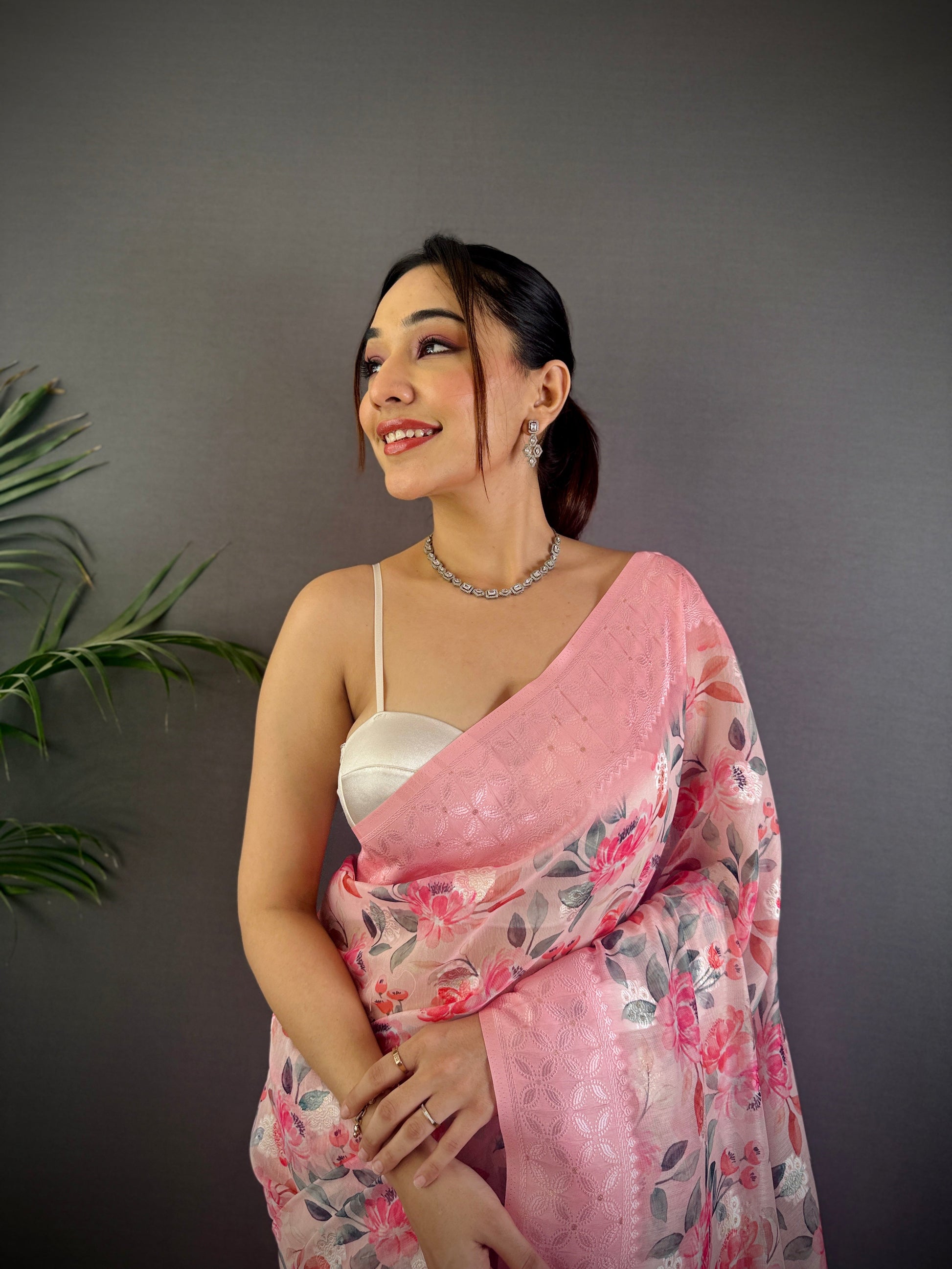 Sonakshi Women's Pink Blend Silk Jacquard Woven Traditional Saree with Blouse
