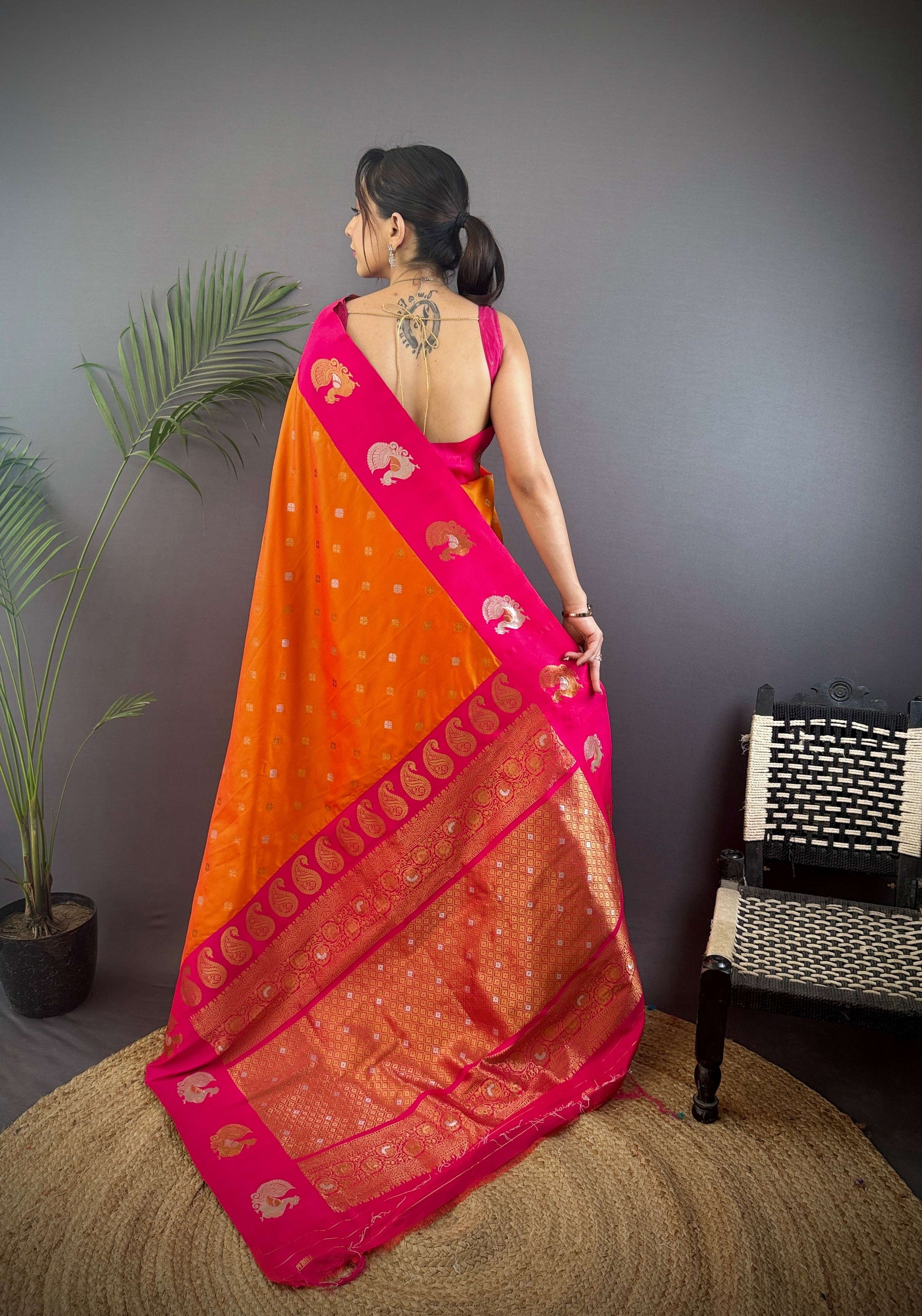 Sonakshi Women's Fenta Banarasi Silk Zari Weaving Saree with Blouse | Swadesiicart