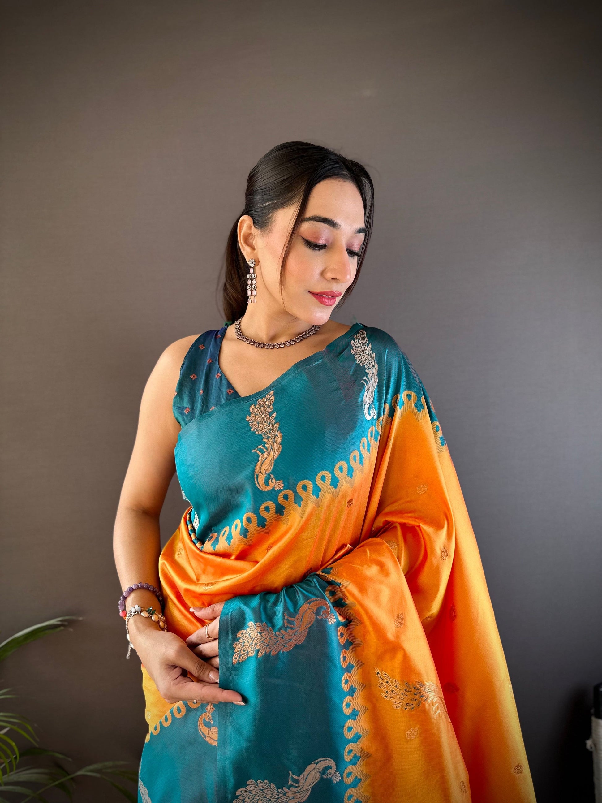 Sonakshi Women's Yellow Soft Banarasi Silk Zari Weaving Traditional Saree with Blouse