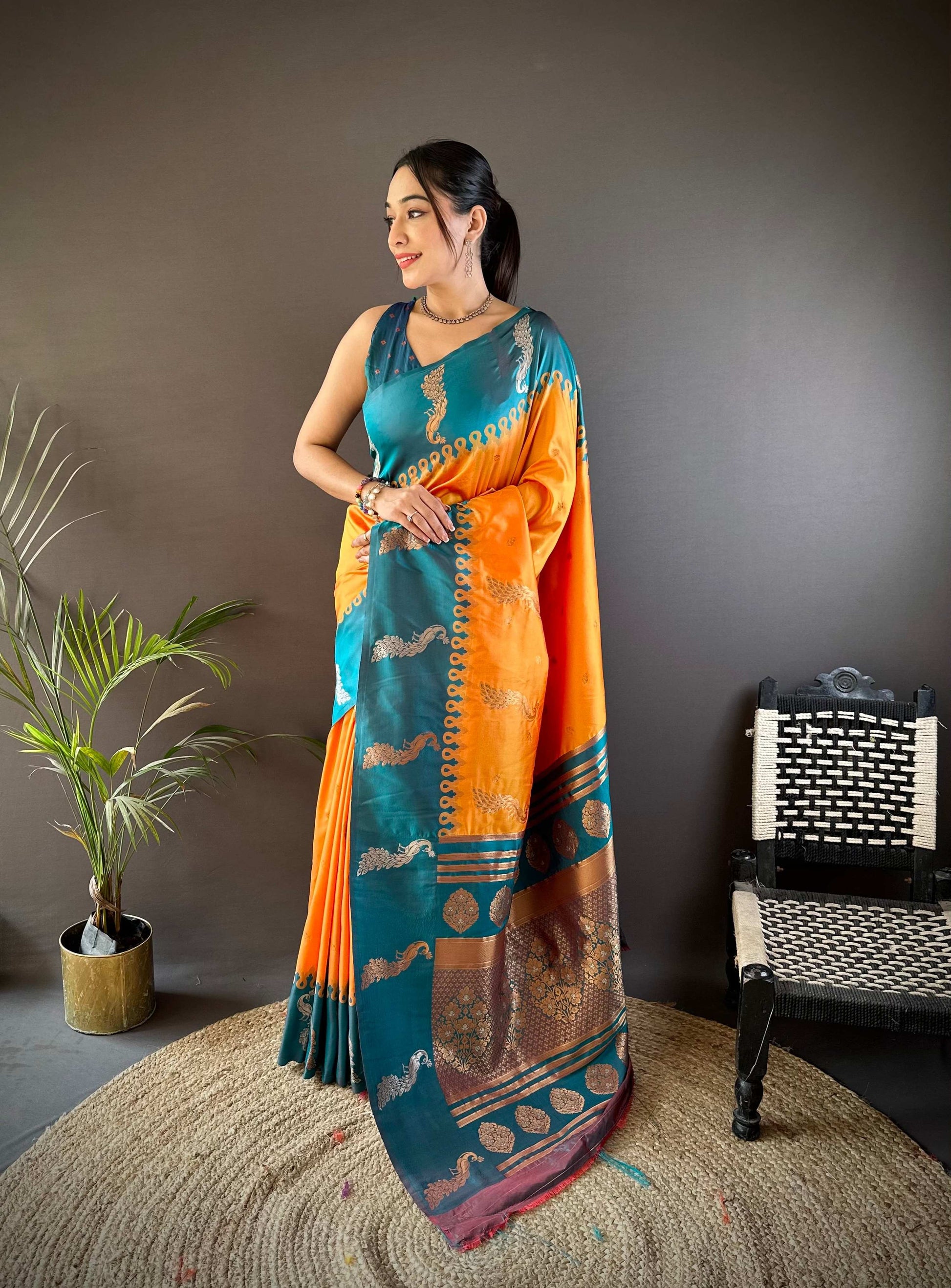 Sonakshi Women's Yellow Soft Banarasi Silk Zari Weaving Traditional Saree with Blouse