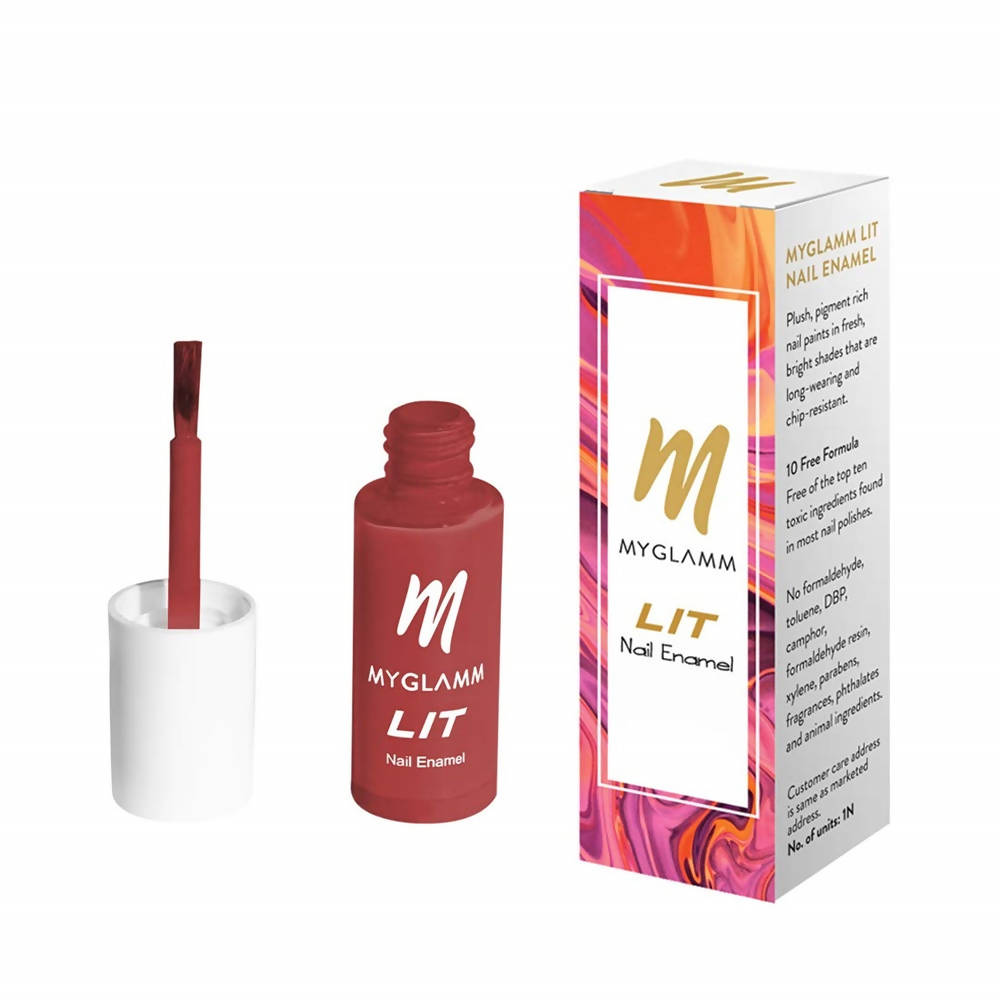 MYGLAMM LIT Nail Enamel - Rad - Crimson Red Shade (7 Ml)