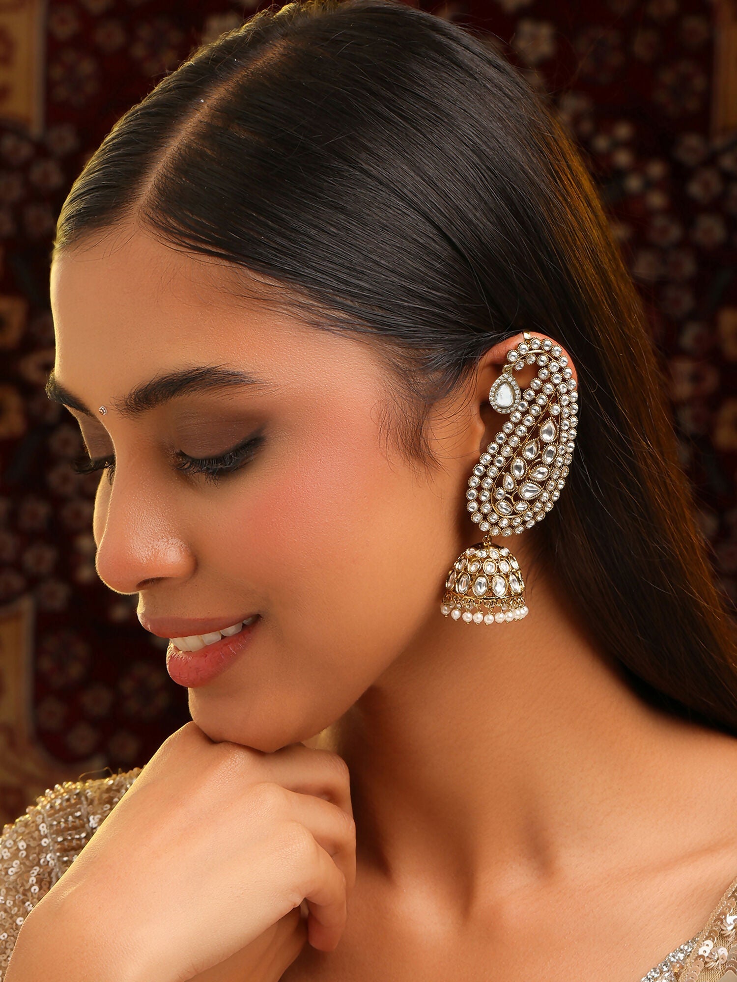Ruby Raang Pearl Jhumka