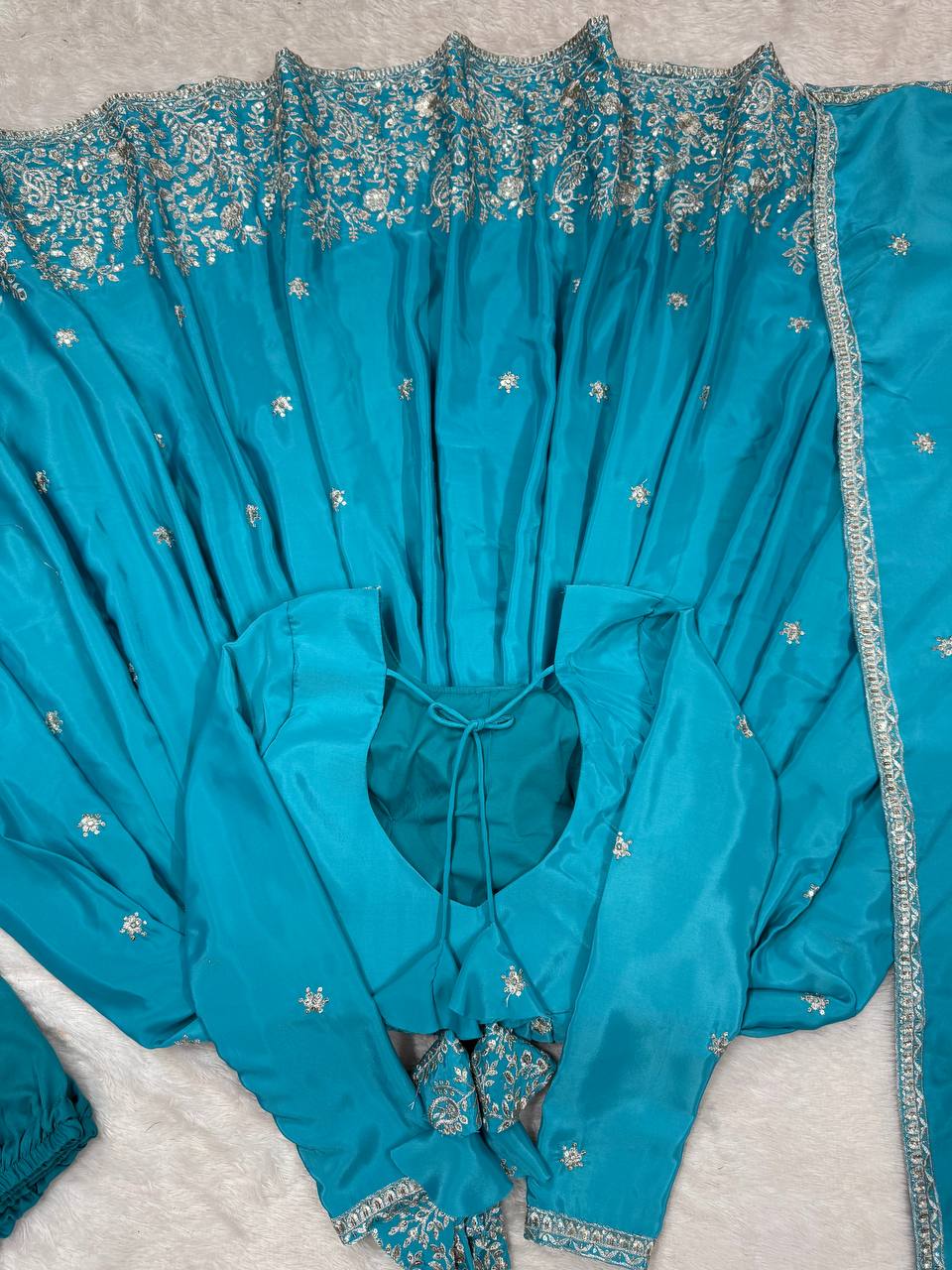Prazu Fashion Sky Blue Silk Thread With Sequence Anarkali Suit
