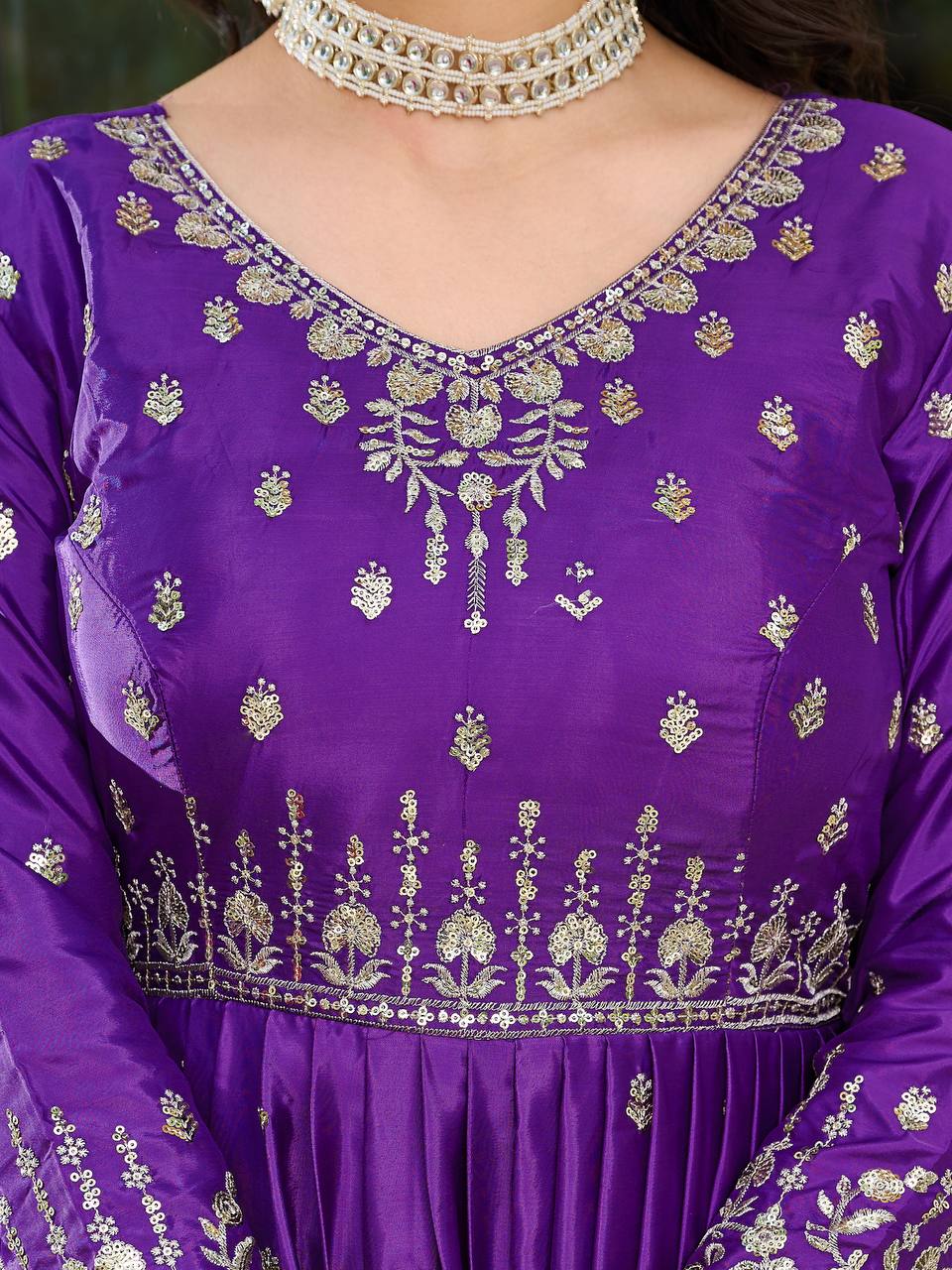 Lehenga Mart American Silk Gown With Dupatta-Blue