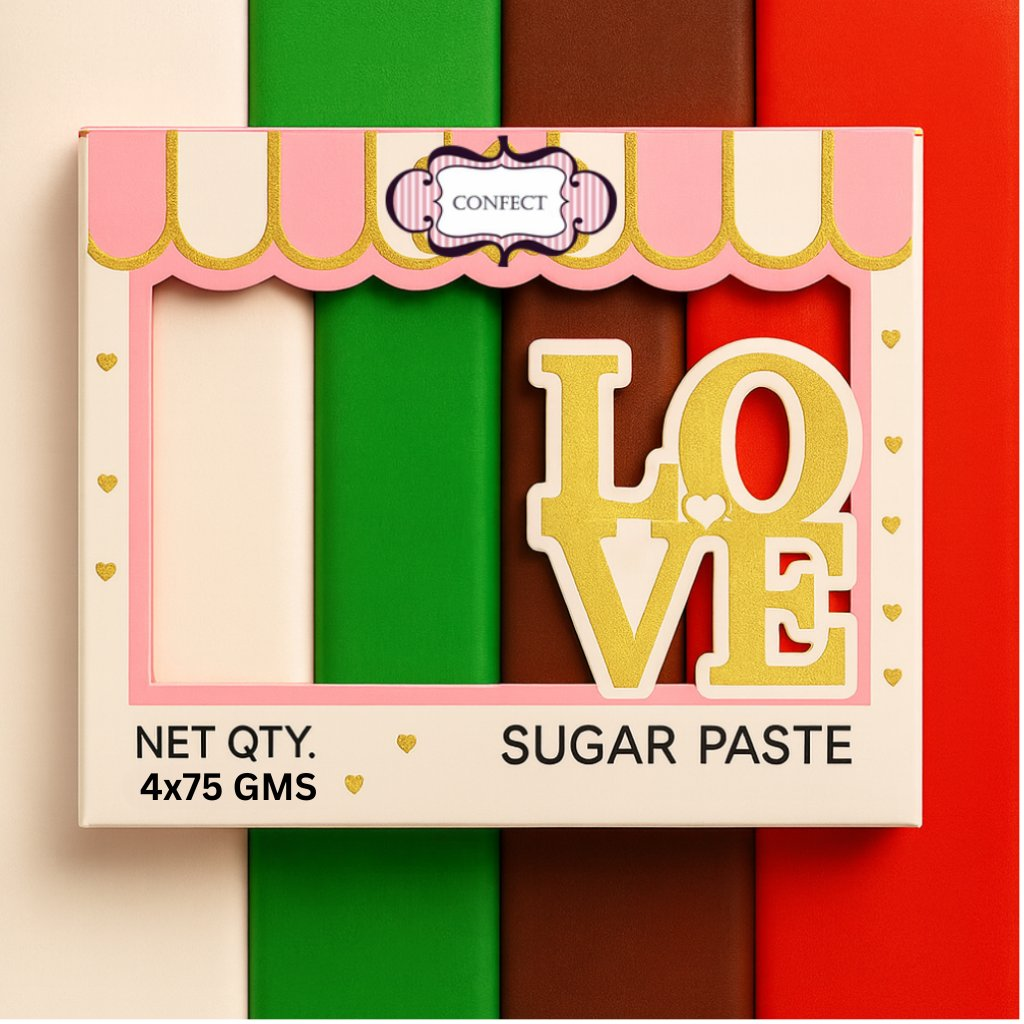 Confect Multipack of White, Emerald Green, Brown and Red Sugarpaste 19