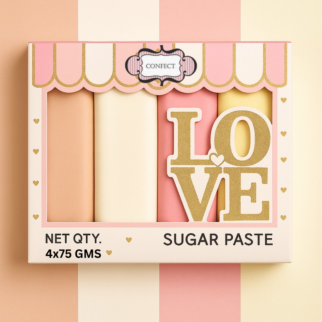Confect Multipack of Skin, White, Old rose and Ivory Sugarpaste 24