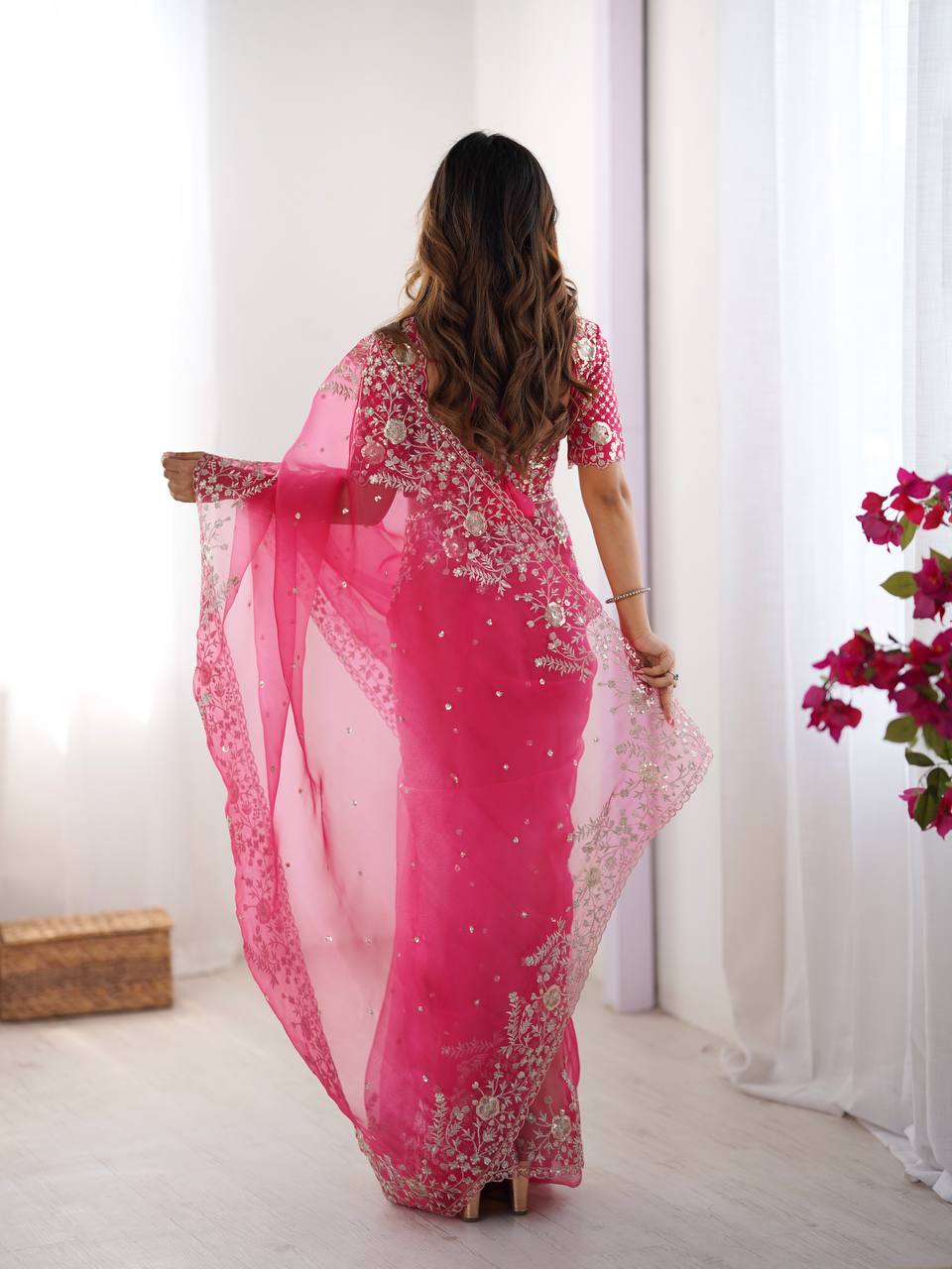 Lehenga Mart Designer Bollywood Style Party Wear Saree-Pink