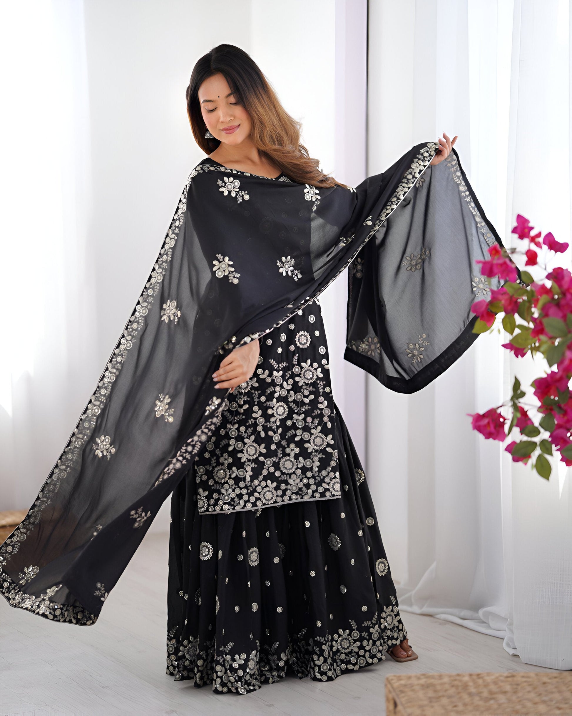 Lehenga Mart Designer Sharara Suit for women - Black