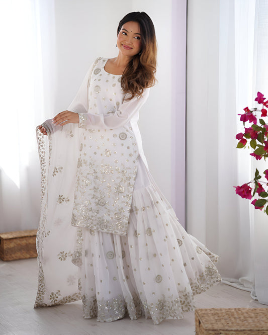 Lehenga Mart Designer Sharara Suit for women - White