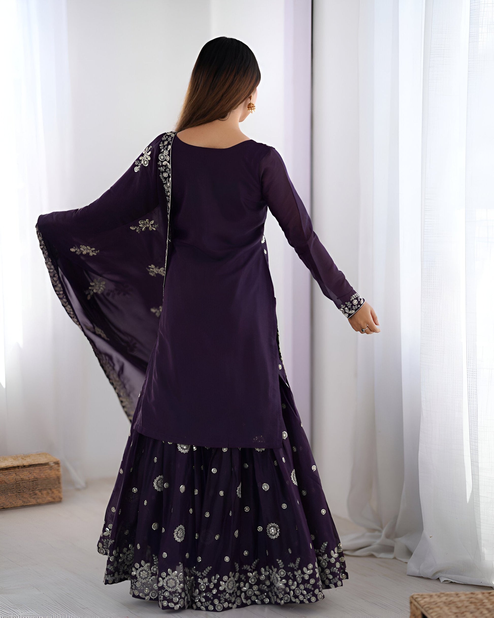 Lehenga Mart Designer Sharara Suit for women - wine