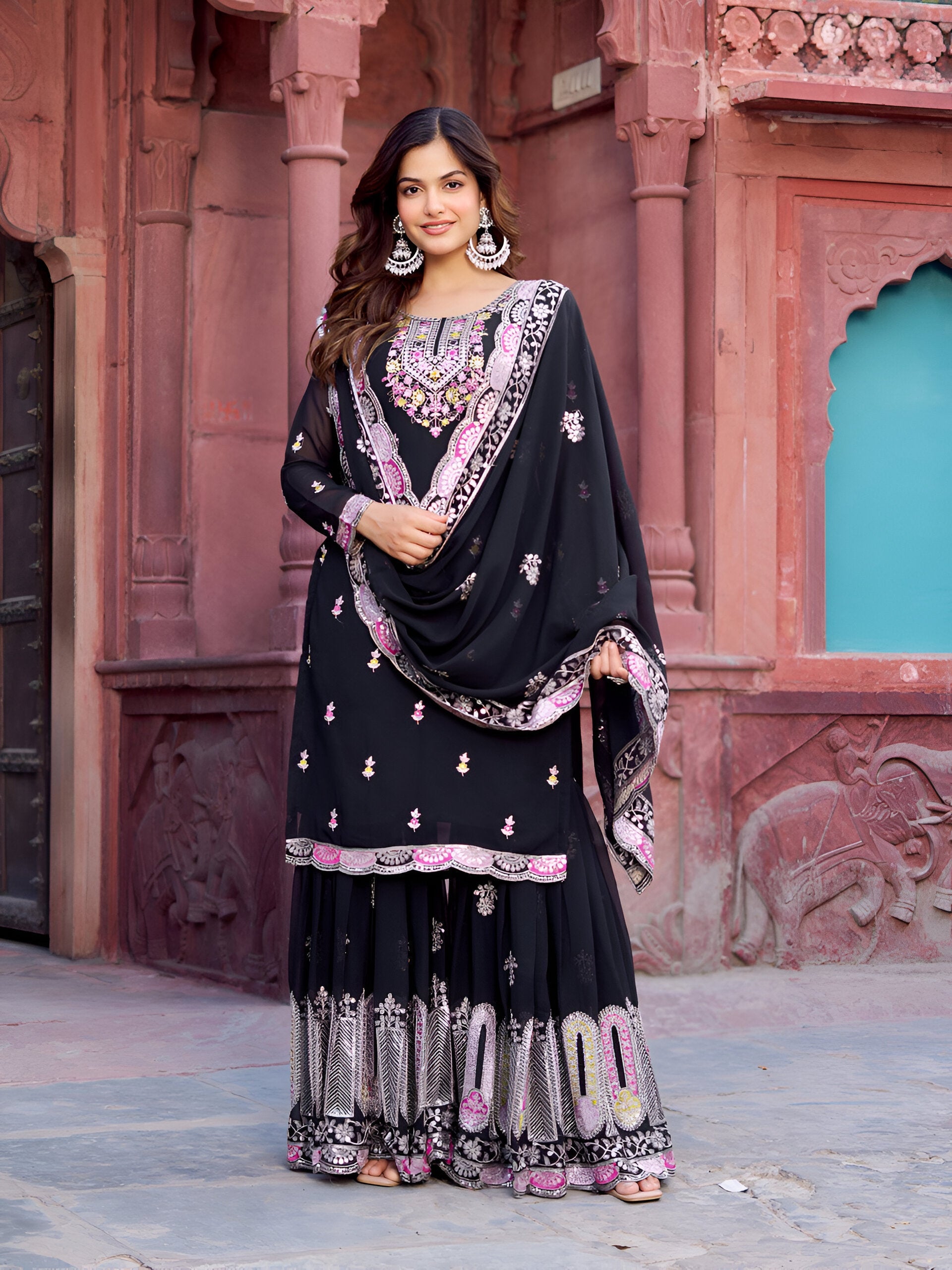 Lehenga Mart Designer Sharara Suit for women - Black