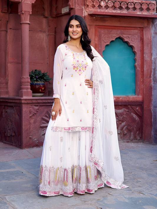 Lehenga Mart Designer Sharara Suit for women - White