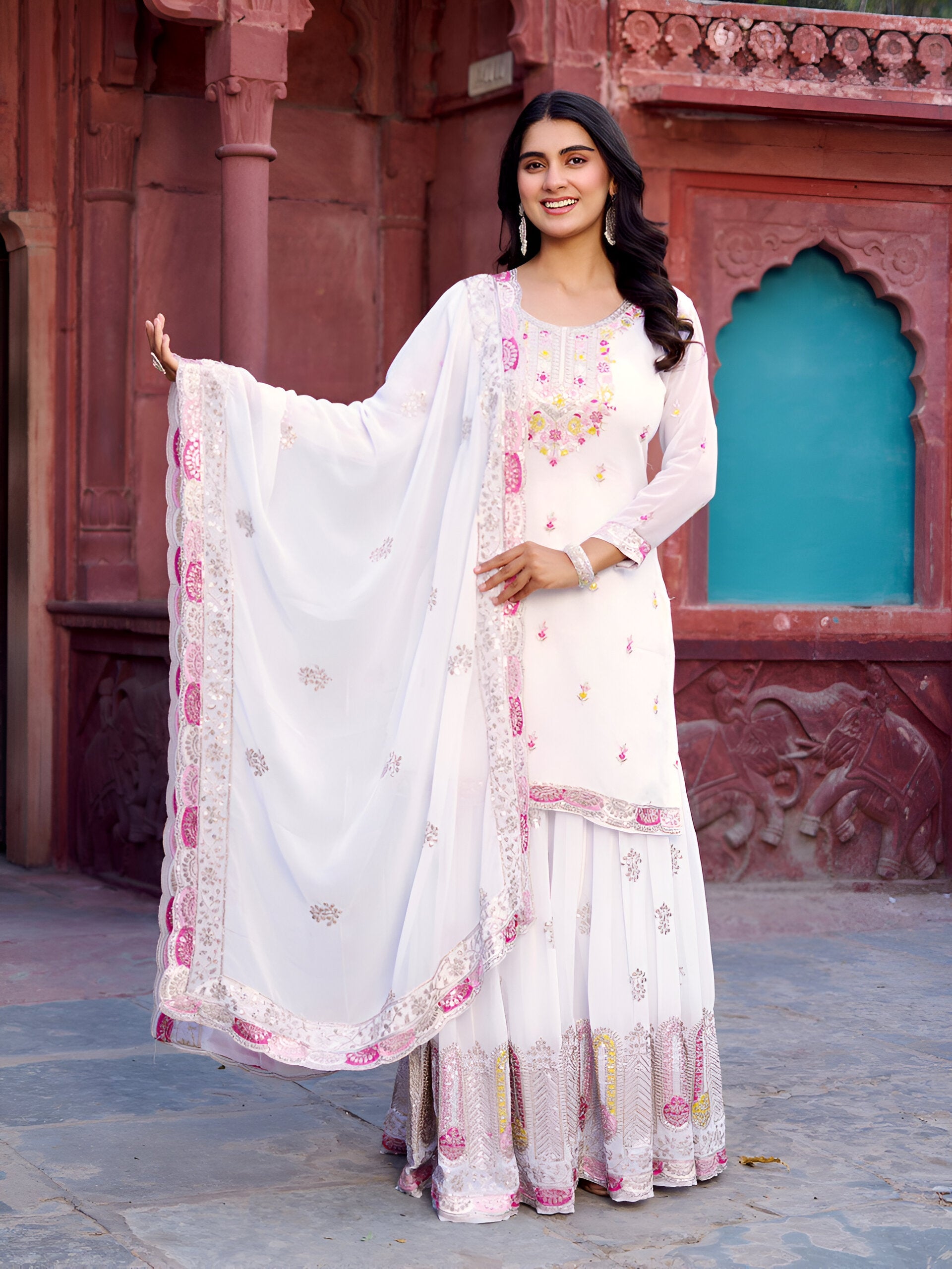 Lehenga Mart Designer Sharara Suit for women - White