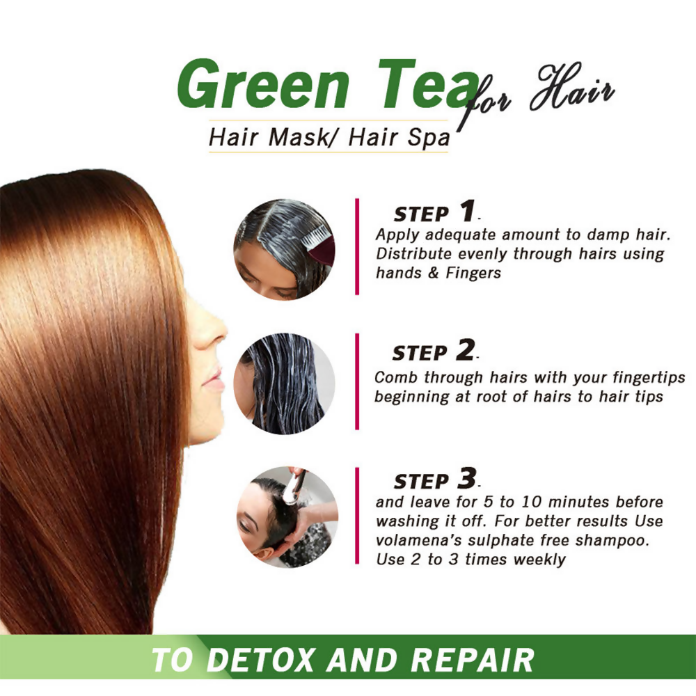 Volamena Green Tea & Bhringraj Hair Mask  Grab2Buy Volamena Grab2Buy
