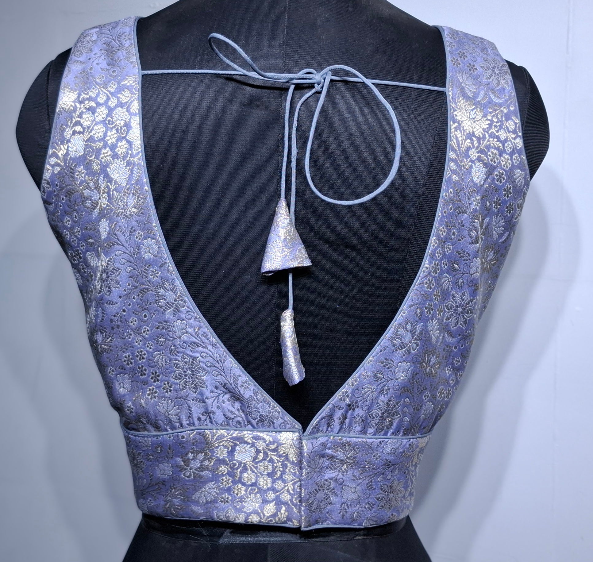 Kia Fashions Mauve Benarsi With Gold & Silver Weave Readymade Blouse
