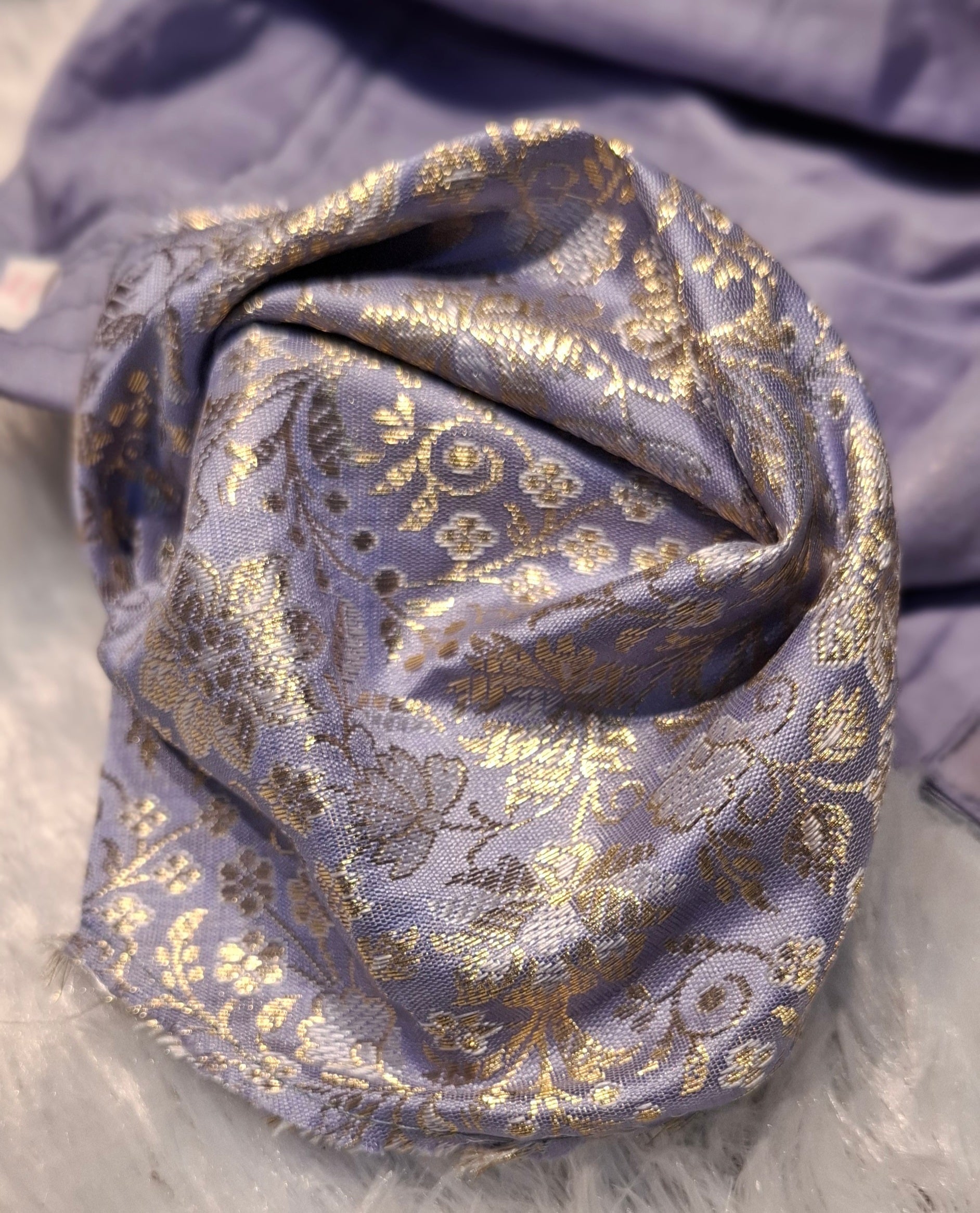 Kia Fashions Mauve Benarsi With Gold & Silver Weave Readymade Blouse
