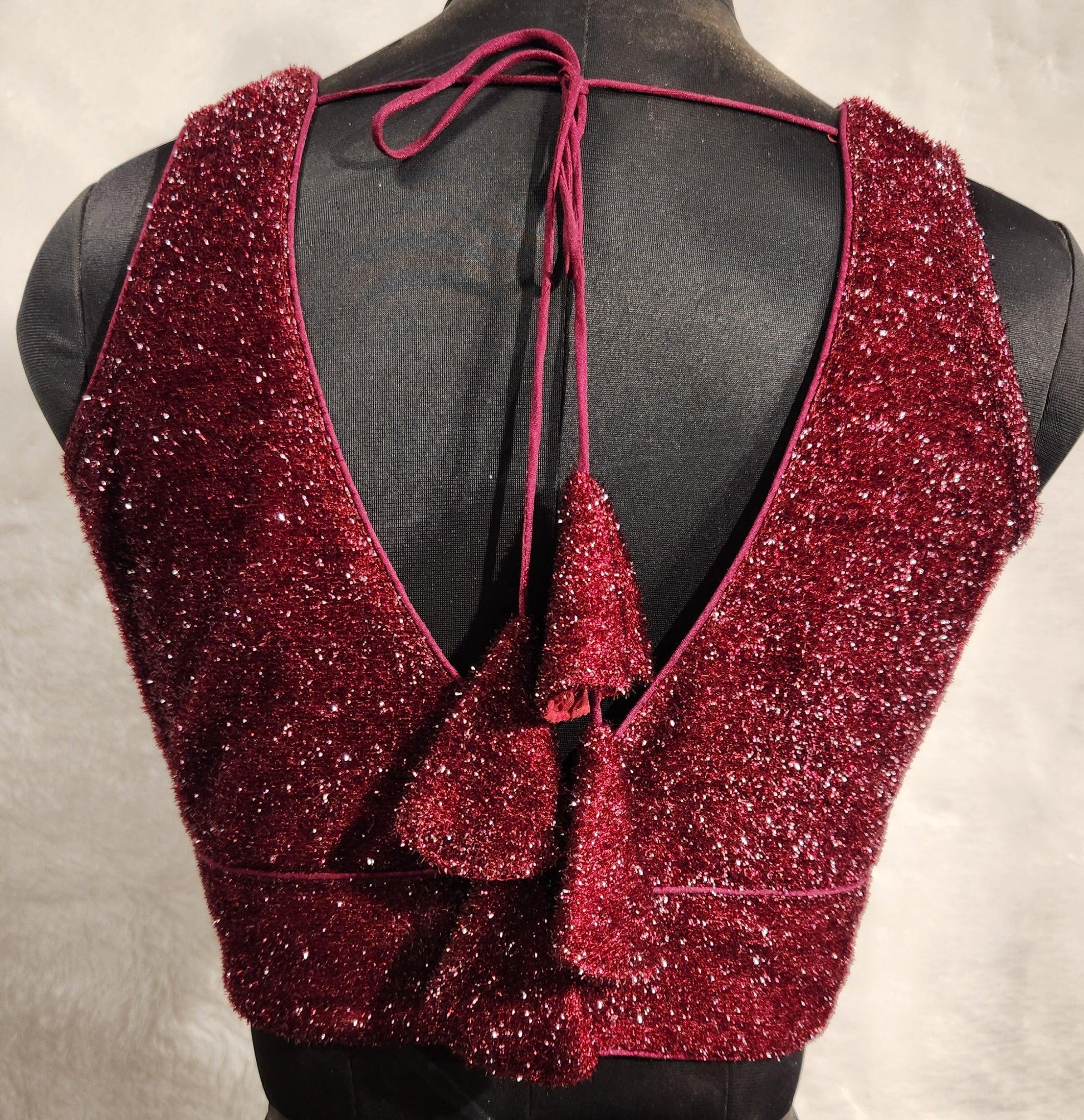 Kia Fashions Maroon Terry Shine Fabric Readymade Blouse