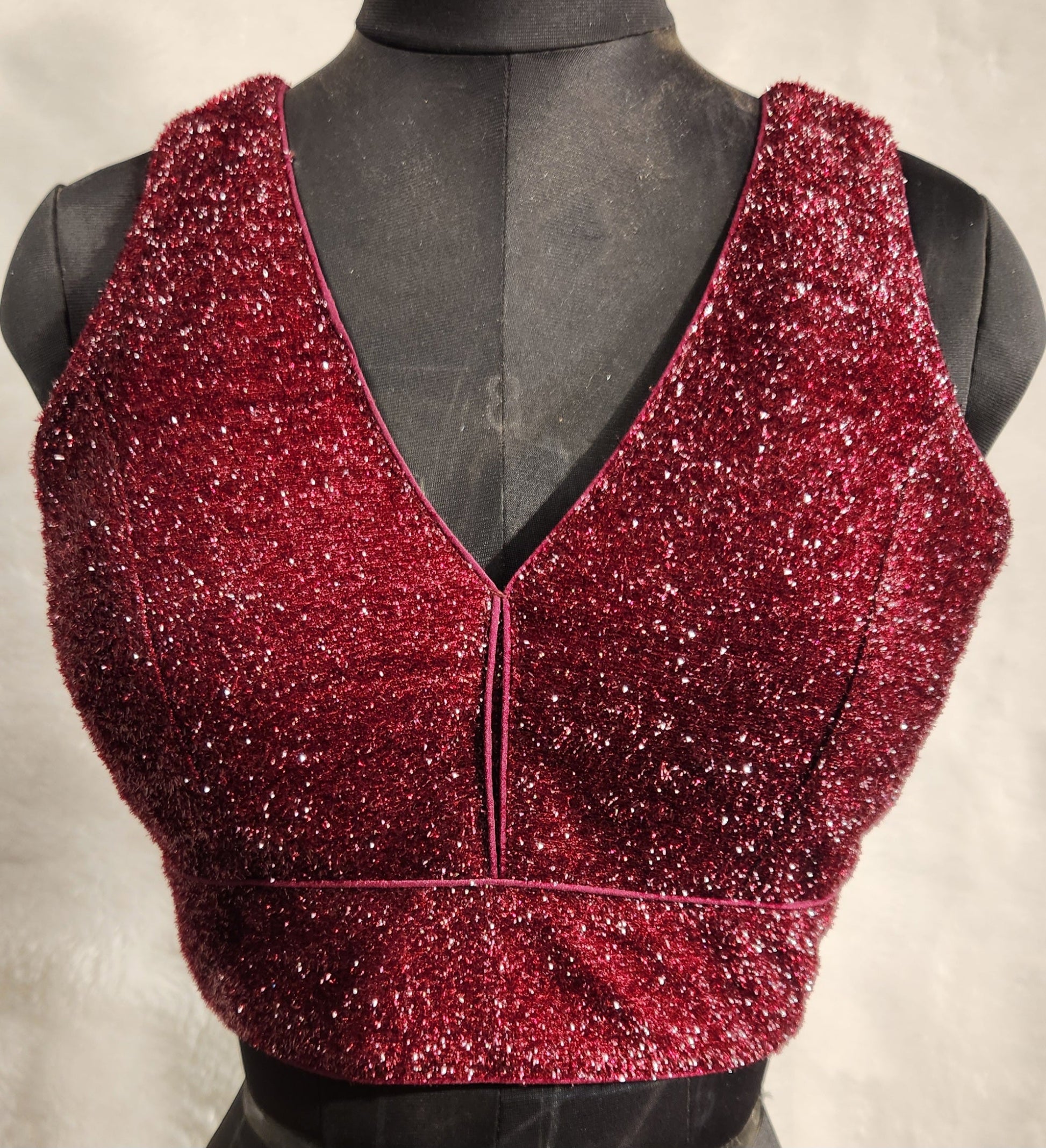 Kia Fashions Maroon Terry Shine Fabric Readymade Blouse