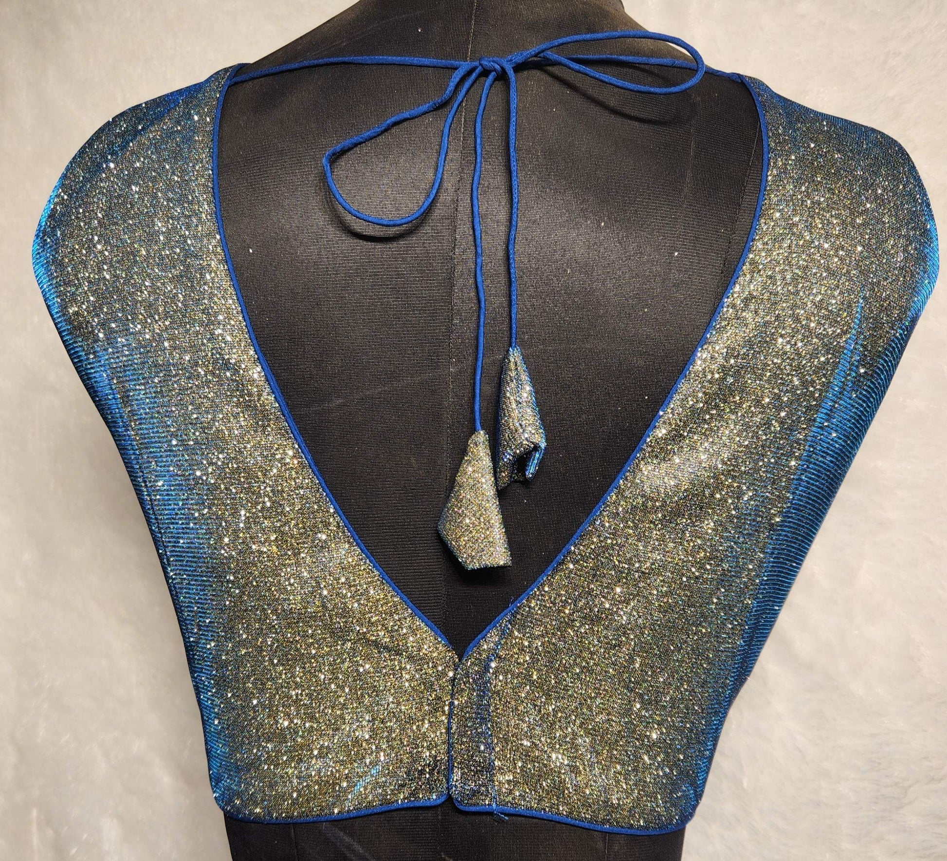 Kia Fashions Blue Golden Dual Tone Glitter Fabric Readymade Blouse