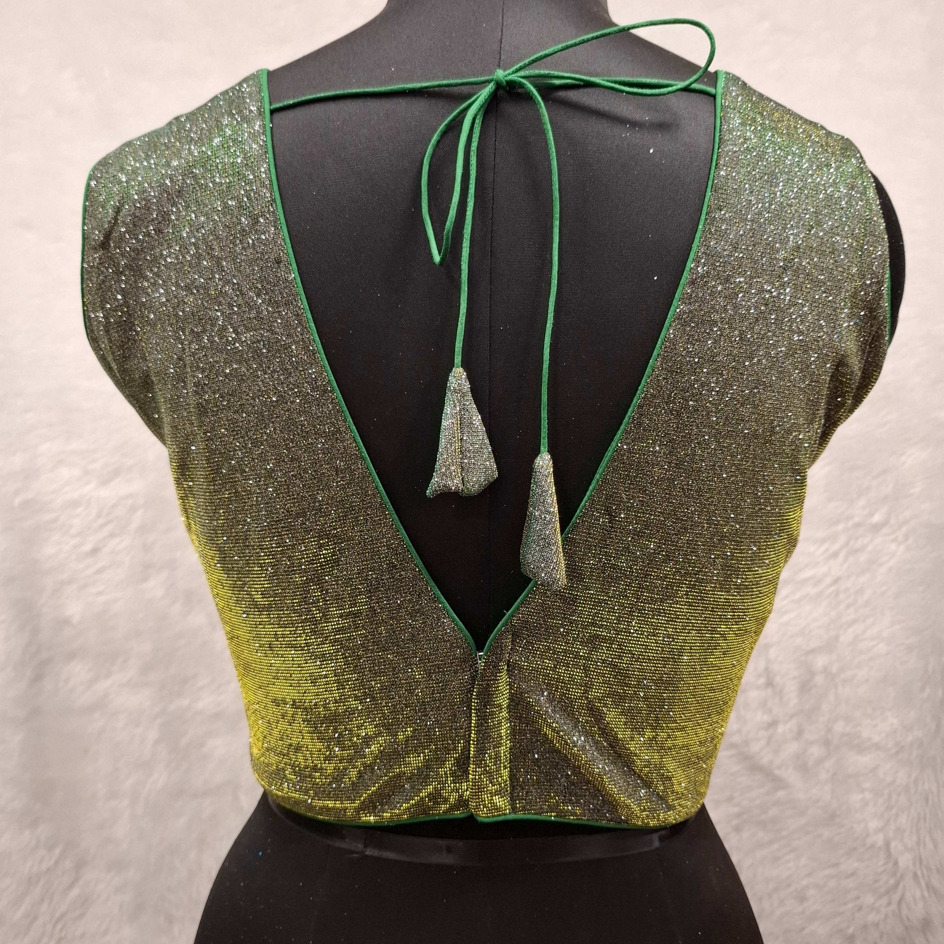 Kia Fashions Green Golden Dual Tone Glitter Fabric Readymade Blouse
