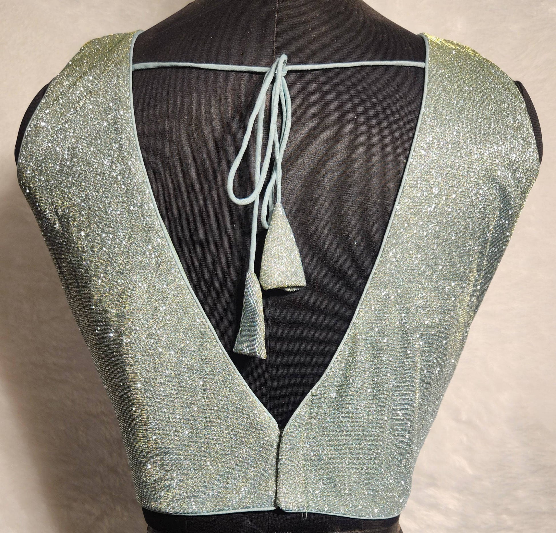 Kia Fashions Misty Ocean Shimmer Dual Tone Glitter Fabric Readymade Blouse