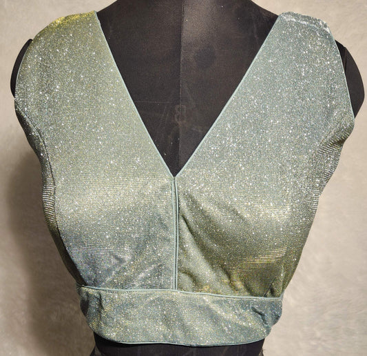 Kia Fashions Misty Ocean Shimmer Dual Tone Glitter Fabric Readymade Blouse