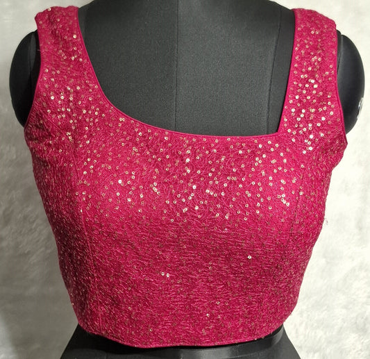 Kia Fashions Hot Pink All Over Golden Sequins Readymade Blouse