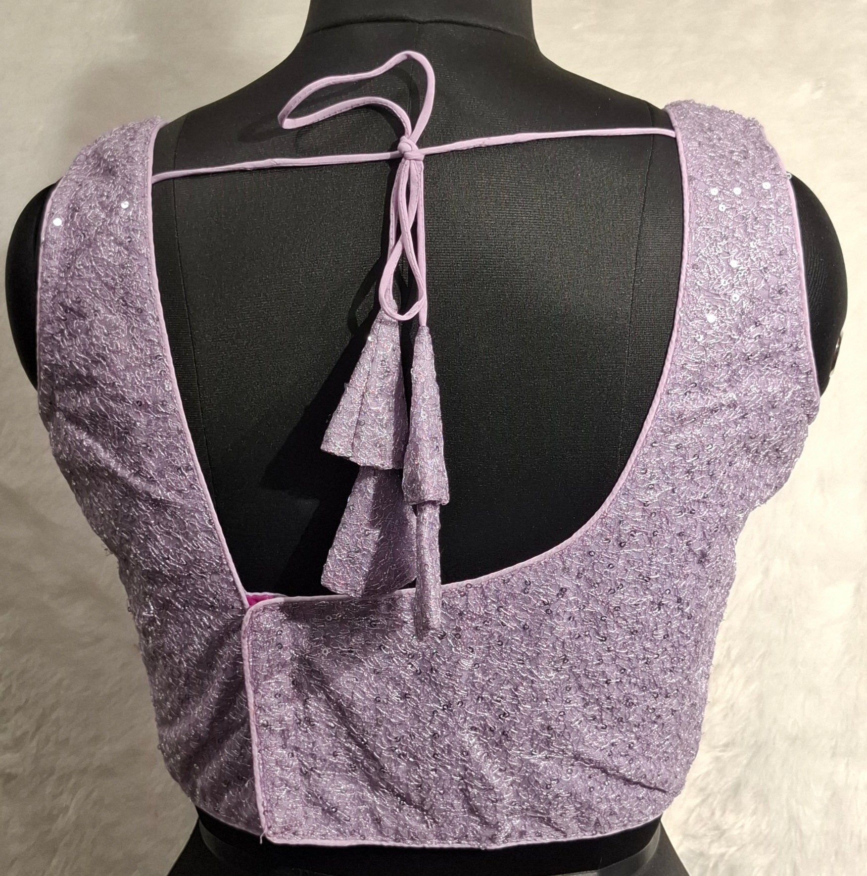 Kia Fashions Lilac All Over Silver Sequins Readymade Blouse
