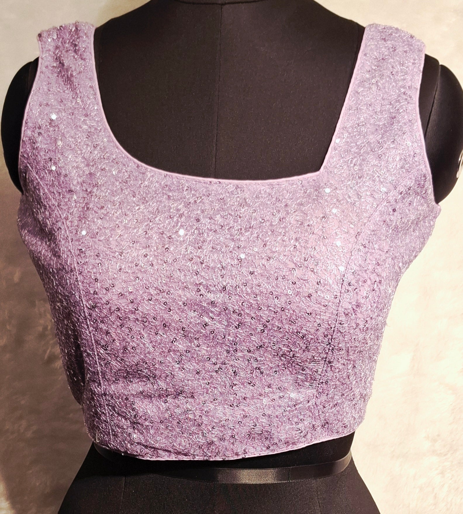 Kia Fashions Lilac All Over Silver Sequins Readymade Blouse