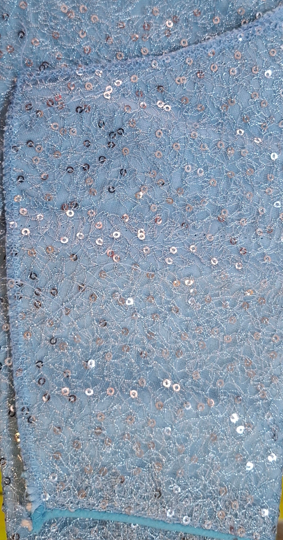 Kia Fashions Powder Blue All Over Silver Sequins Readymade Blouse