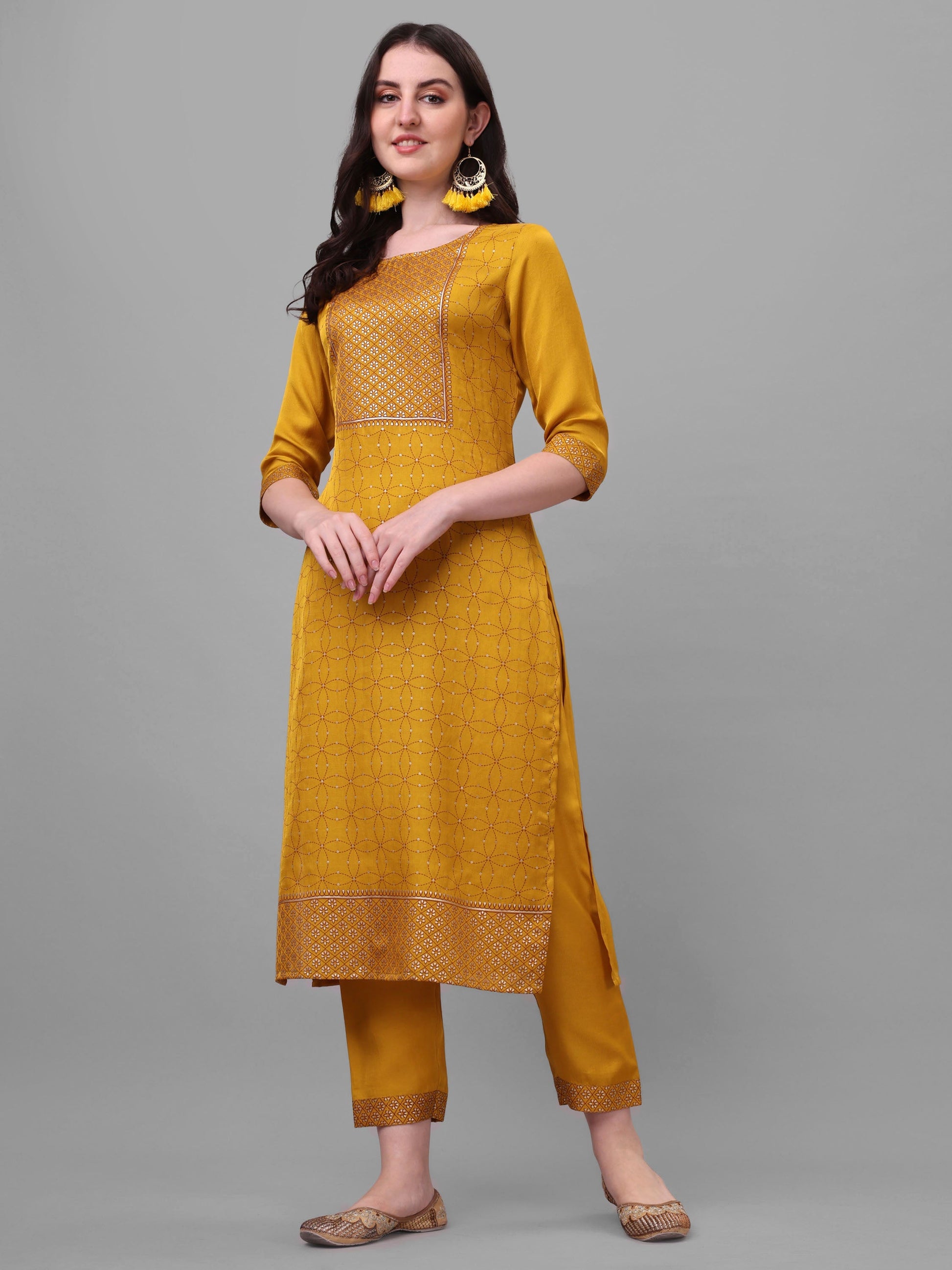Embroidered Printed Kurta With Pant And Dupatta Set, Multicolor - Hiral Fashion